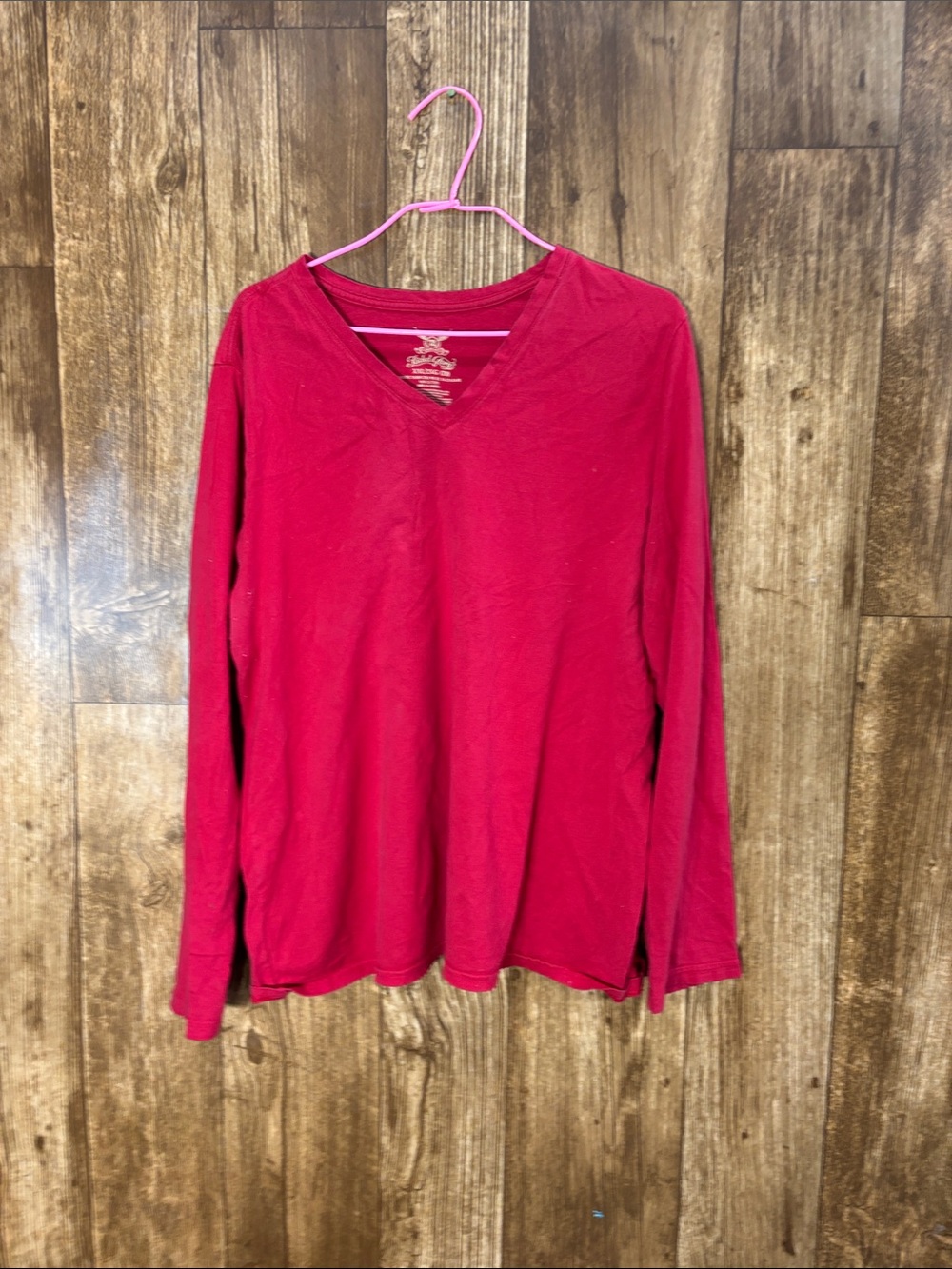 Faded Glory Women's Bright Red V-Neck Long Sleeve Top
